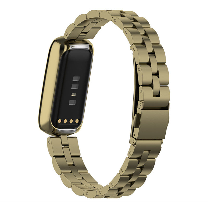 Stainless Steel Band Three Beads Flat Buckles Watch Strap Replacement for Fitbit Luxe Special Edition Stainless Steel Band Three Beads Flat Buckles Watch Strap Replacement for Fitbit Luxe Special Edition